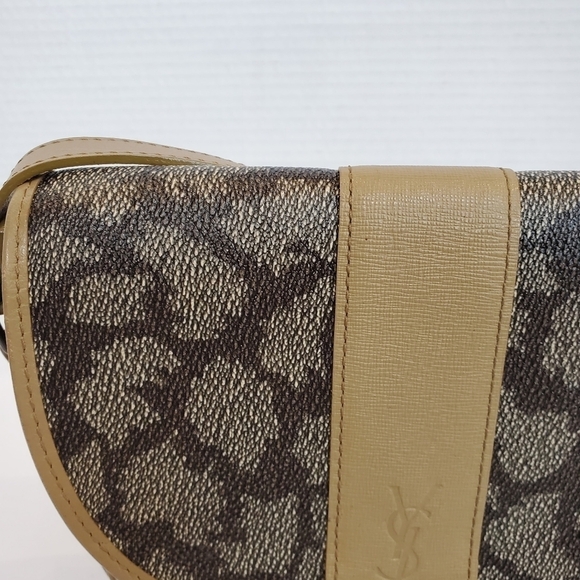 Saint Laurent YSL Brown Tan Giraffe Print Coated Canvas Vintage Crossbody Bag - Picture 9 of 16